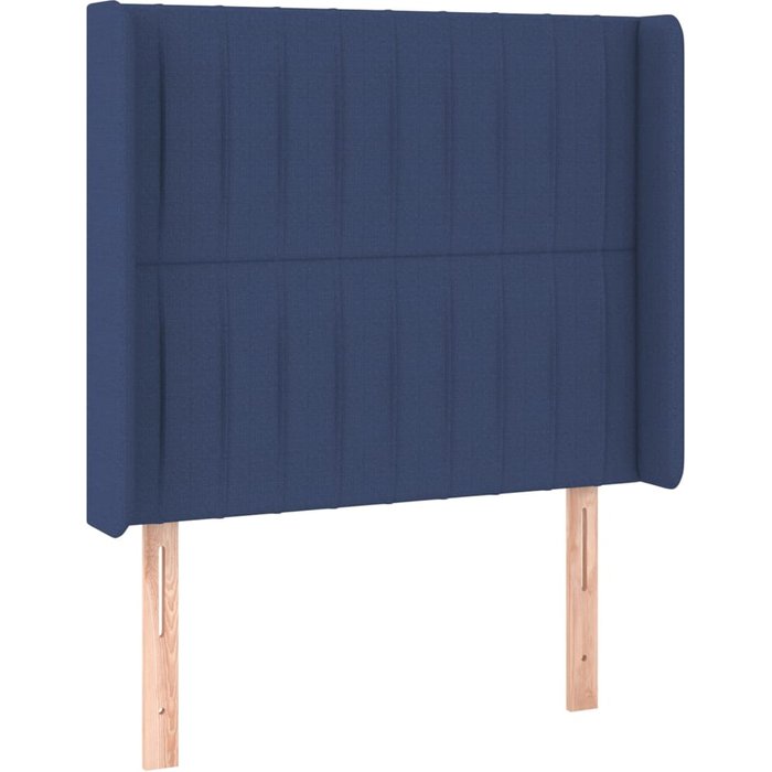 Cabecero cama - mueble cabecero con orejas de tela azul 103x16x118/128 cm