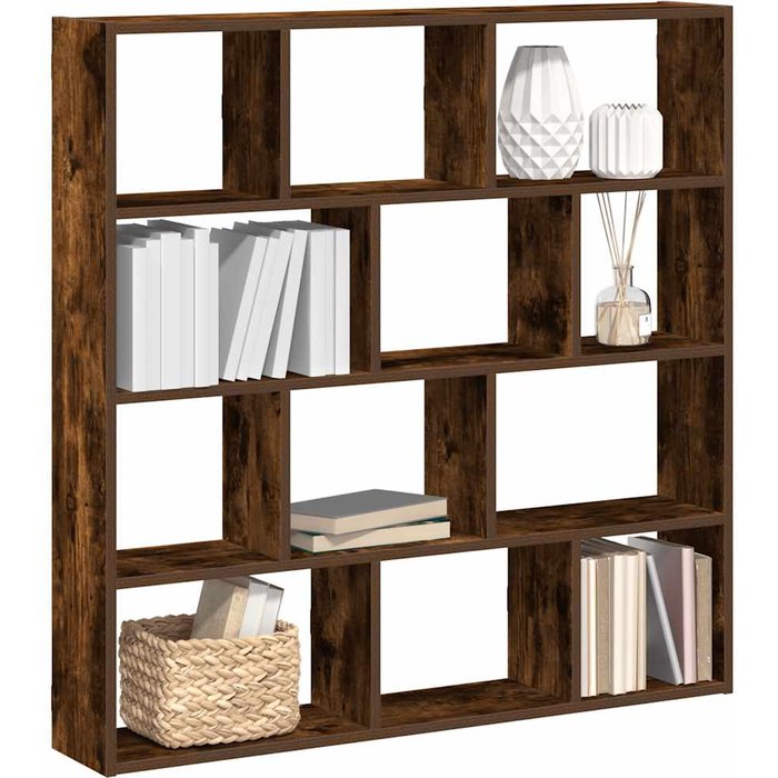 Maison exclusive - estante cubo de pared 12 compartimentos madera roble ahumado