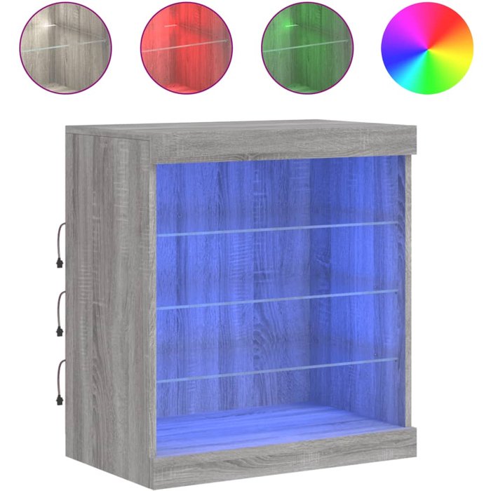 Aparador con luces led gris sonoma 60,5x37x67 cm - comfortxl