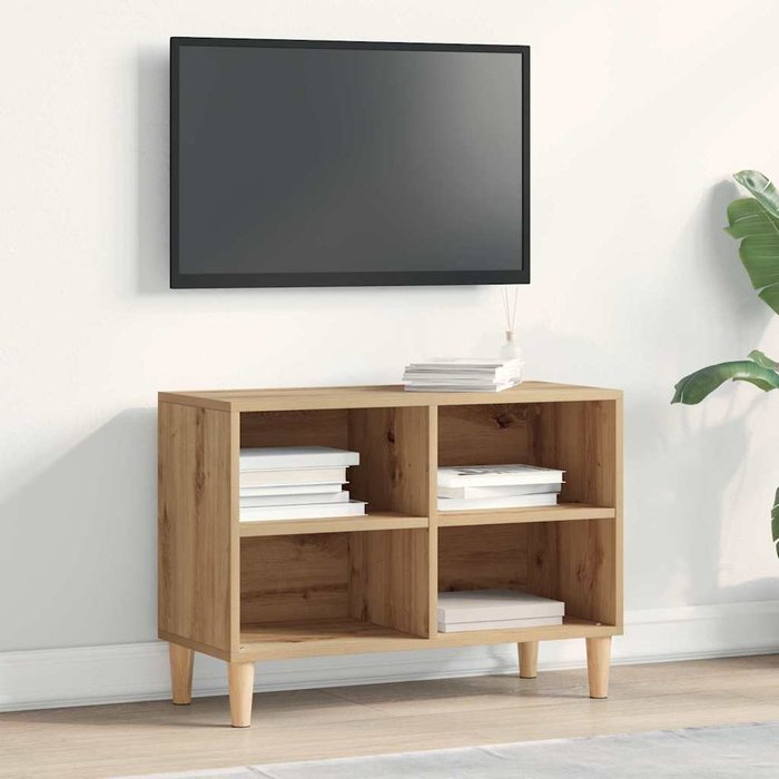 Mueble de tv artesanal de roble, 69,5 x 30 x 50 cm, madera de ingeniería