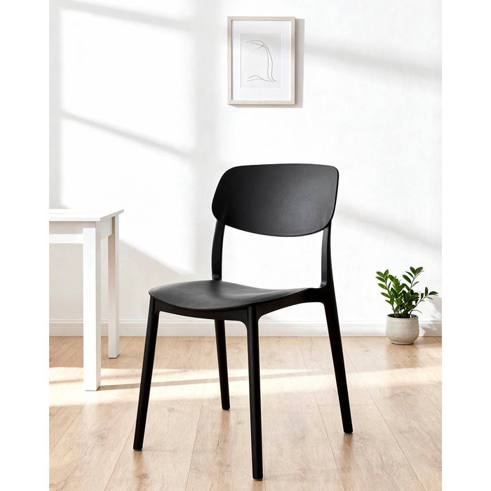 Set de 4 sillas dixie negro para hogar moderno mueble de almacenaje - homekit