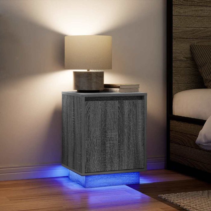 Maison exclusive - mesillas de noche con luces led 2 uds gris sonoma 38x34x50 cm