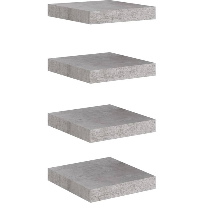 Estante flotante pared 4 uds mdf gris hormigón 23x23,5x3,8 cm