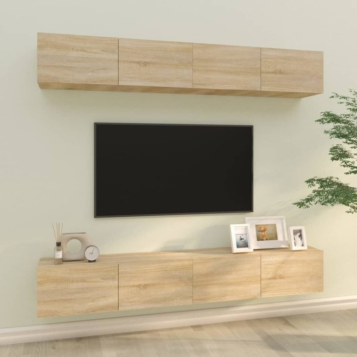 Vidaxl muebles de tv 4 piezas roble sonoma 100x30x30 cm