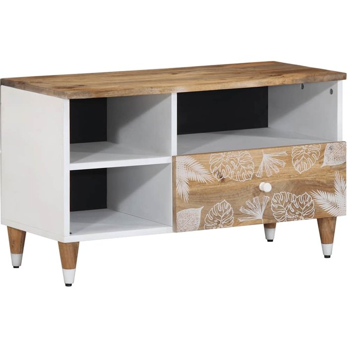 Mueble de tv 80x33,5x46 cm madera maciza de mango