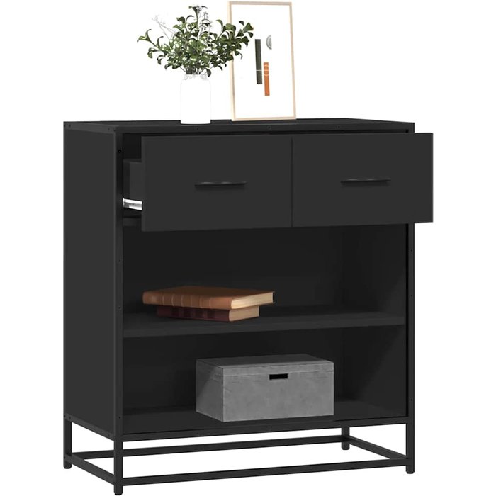 Aparador negro de 68x35x76 cm, madera de ingeniería.