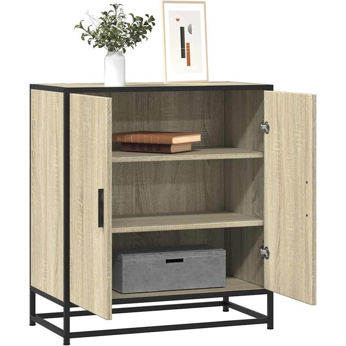 Aparador roble sonoma 68x35x76 cm madera contrachapada y metal
