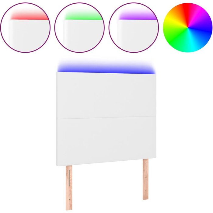 Cabecero con luces led cuero sintético blanco 90x5x118/128 cm - comfortxl