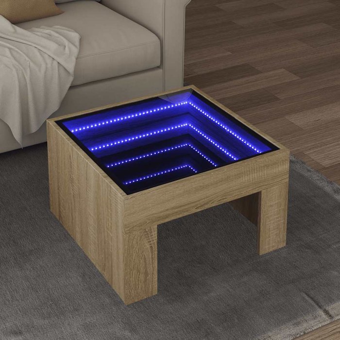 Maison exclusive - mesa de centro con infinity led roble sonoma 50x50x30 cm