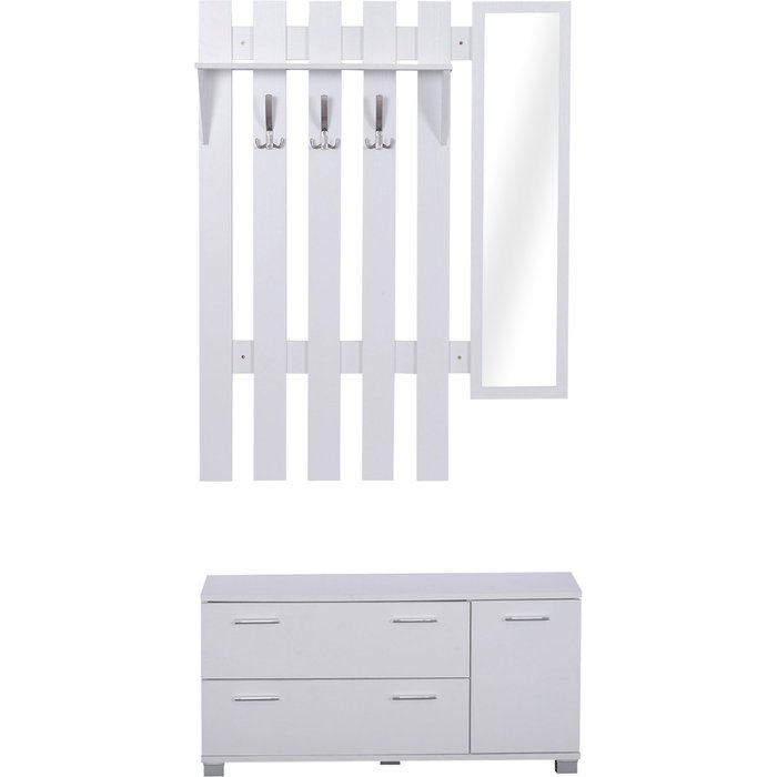Recibidor de entrada homcom melamina de madera blanco 90x24x43.5 cm 837-021wt