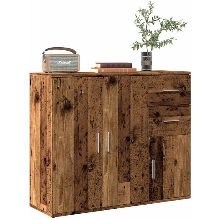 Aparador de madera reciclada, 91x29,5x75 cm, madera de ingeniería.