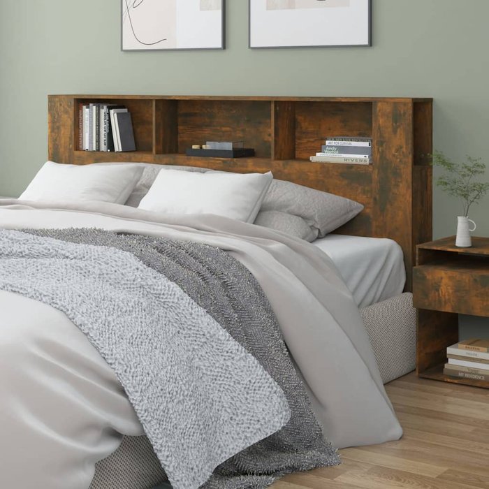Mueble cabecero roble ahumado 200x18,5x104,5 cm