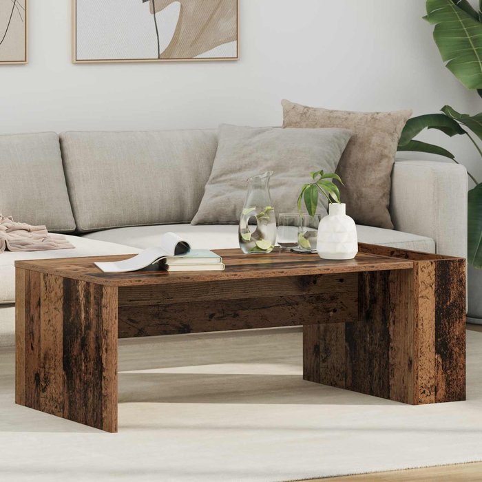 Mesa de centro, madera antigua, 95 x 50 x 34 cm, madera de ingeniería.