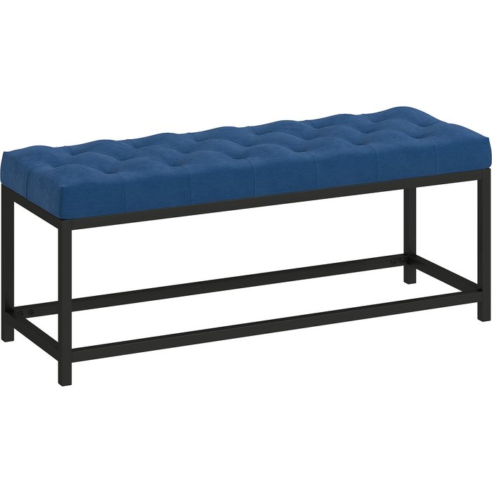 Pie de cama homcom terciopelo, metal azul 117x40x48 cm 837-692v00db