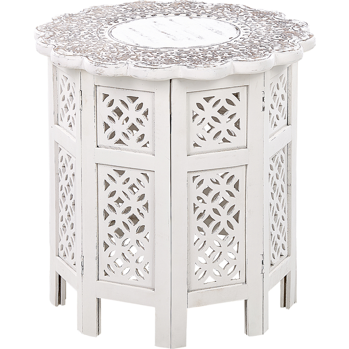 Beliani mesa auxiliar badhi madera de mango blanco