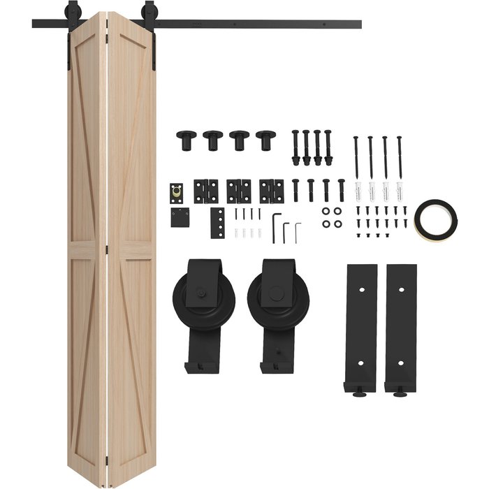 Kit de riel de acero para puerta corrediza plegable de 152,5 cm para 2 puertas.