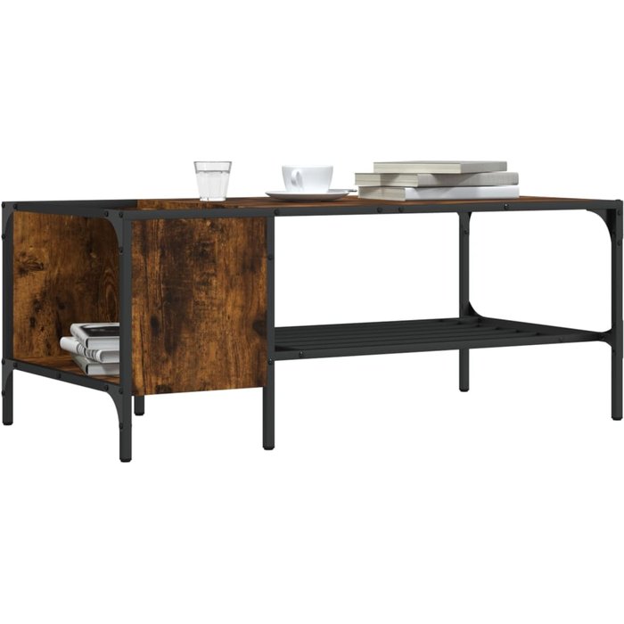 Mesa de centro con soporte de roble ahumado 100x51x40cm de madera contrachapada