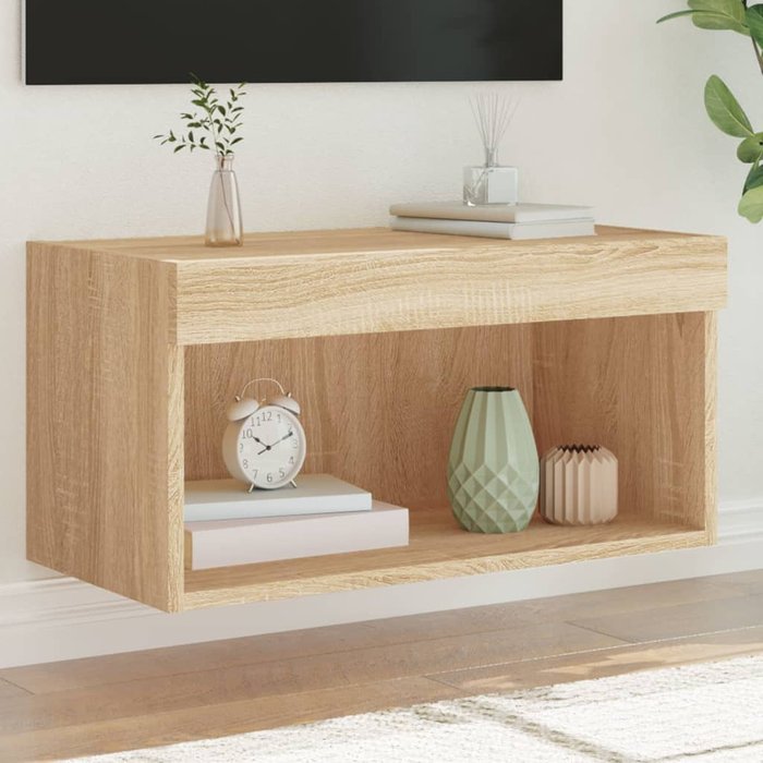 Mueble tv con luces led roble sonoma 60x30x30 cm