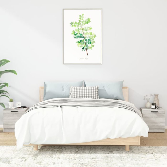 Mesitas de noche sonoma de 2 piezas, color gris, 40x39x40 cm