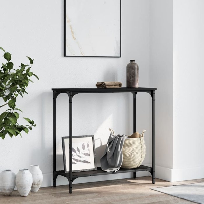 Mesa consola negra 75x30,5x75 cm de madera contrachapada