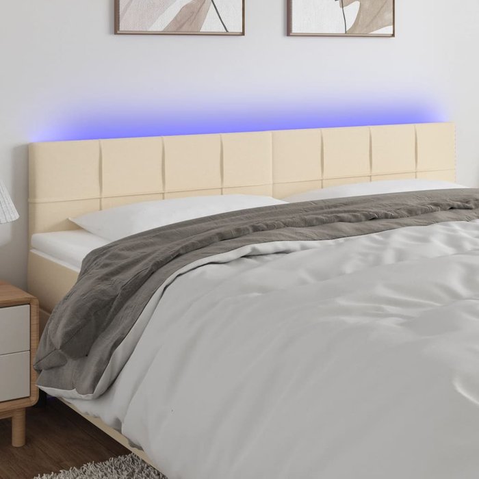 Maison exclusive - cabecero con led de tela color crema 180x5x78/88 cm