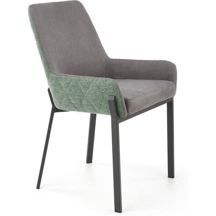 Silla de comedor gris y verde con patas de metal negro ogma