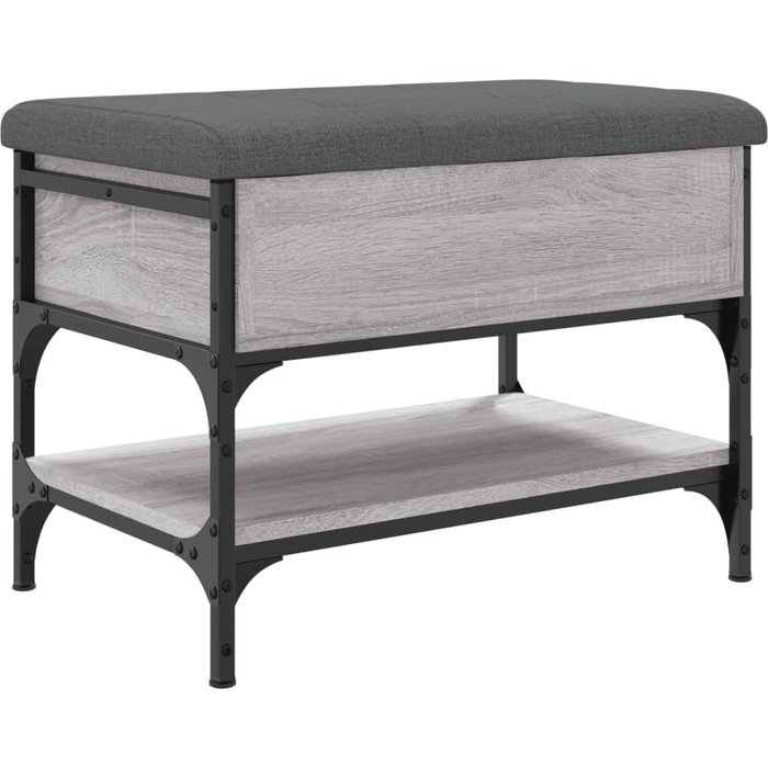 Banco zapatero madera de ingeniería gris sonoma 62x42x45 cm - comfortxl