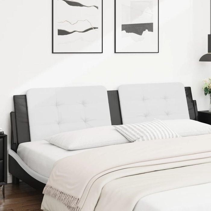 Cabecero de cama acolchado zadar cuero sintético blanco negro 200 cm