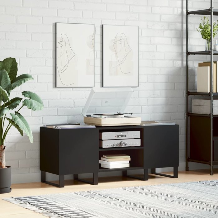 Maison exclusive - mueble para discos madera contrachapada negro 121x38x48 cm