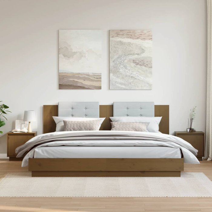 Maison exclusive - mesitas de noche 2 uds madera de pino marrón miel 40x30x40 cm