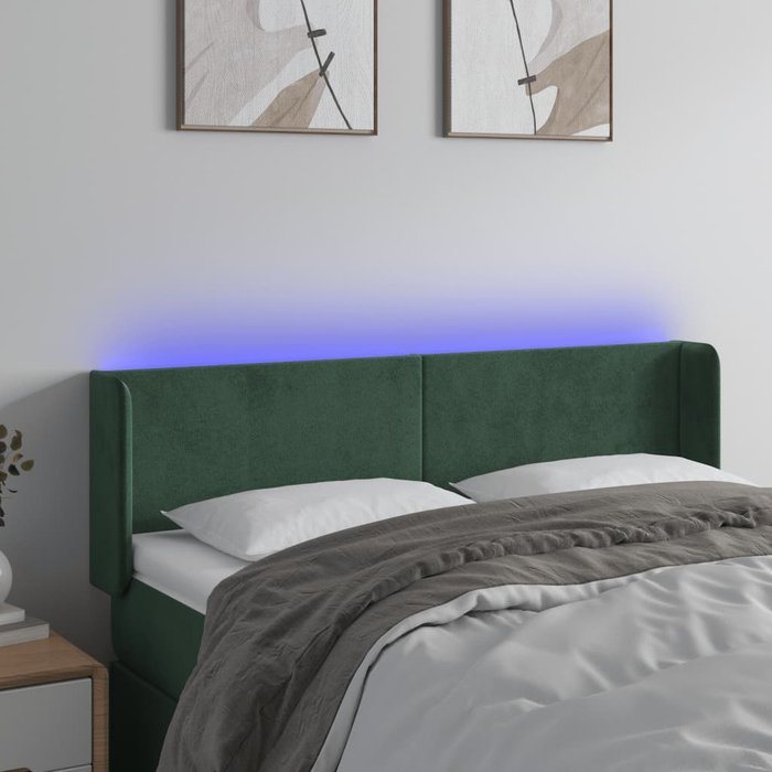Maison exclusive - cabecero con led de terciopelo verde oscuro 147x16x78/88 cm