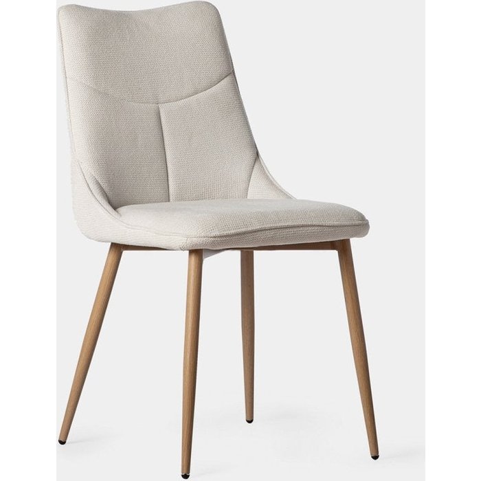 Silla de comedor de tela beige 46x85 cm