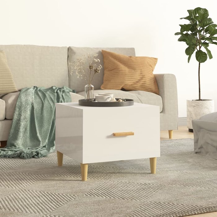 Maison exclusive - mesa de centro madera contrachapada brillo blanco 50x50x40 cm