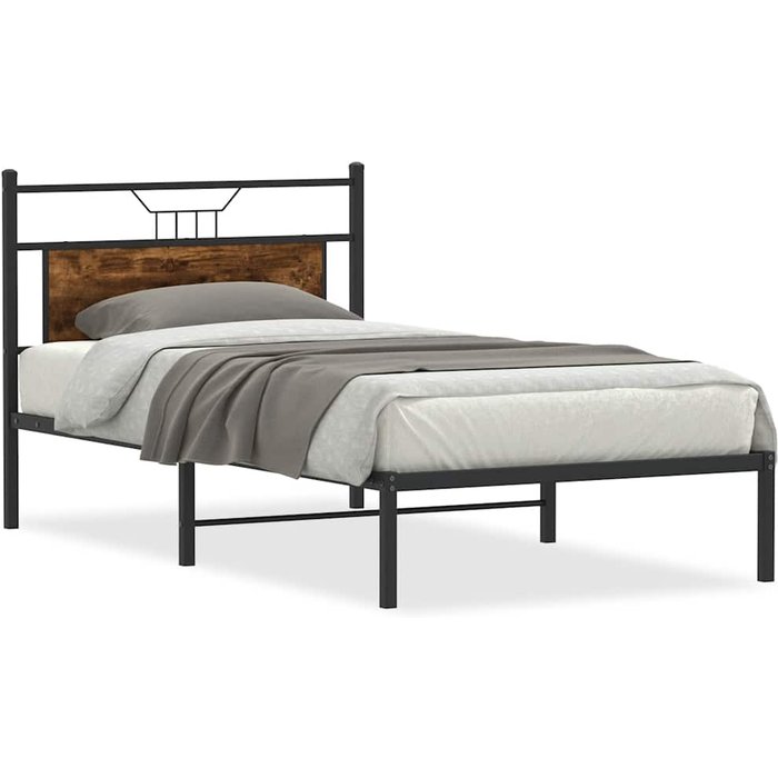 Estructura de cama sin colchón madera roble ahumado 100x190 cm — comfortxl