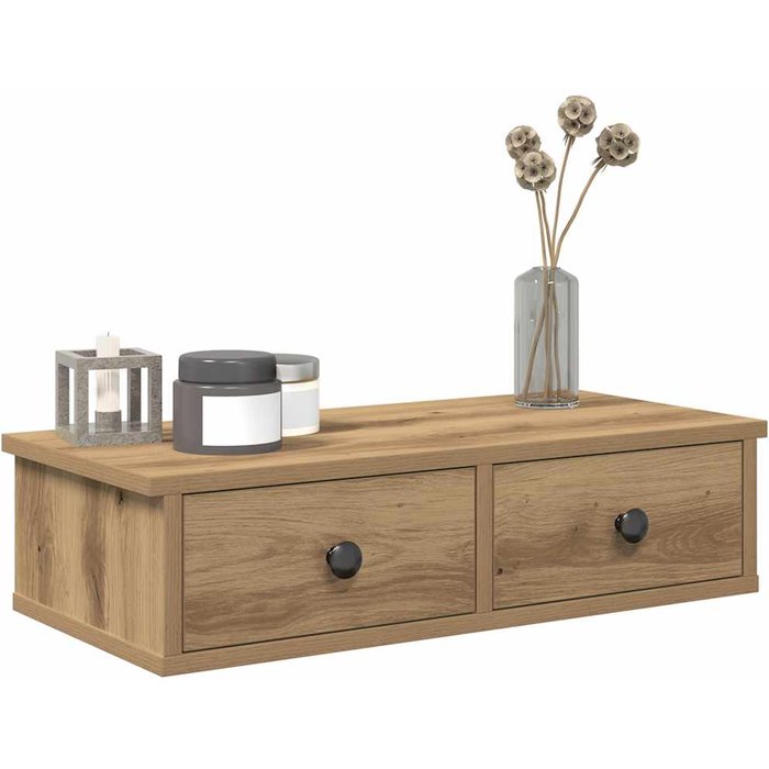 Estante de pared con cajones madera de ingeniería de roble artesanal