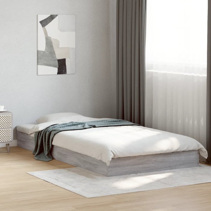 Estructura de cama gris sonoma 100x200 cm de madera contrachapada