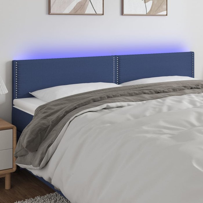 Cabecero led azul 180x5x78/88 cm tela