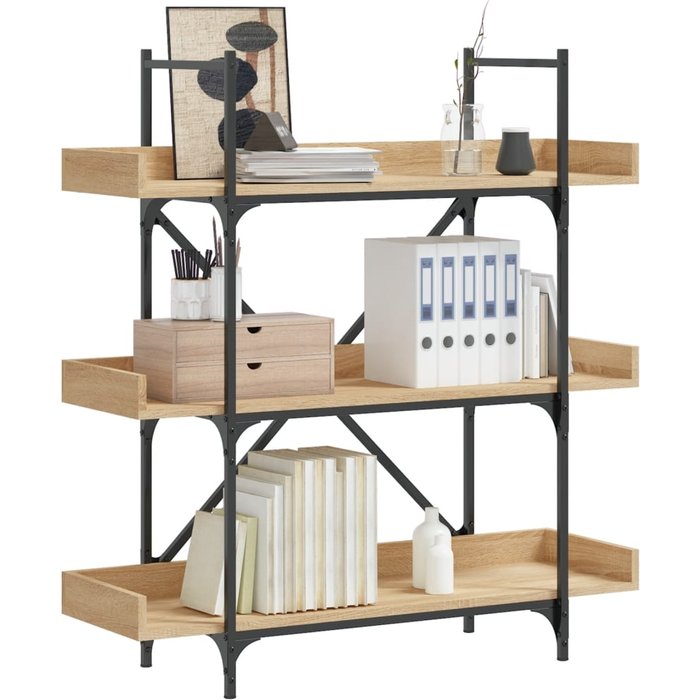 Maison exclusive - librería 3 estantes madera ingeniería roble 100x33x108,5 cm