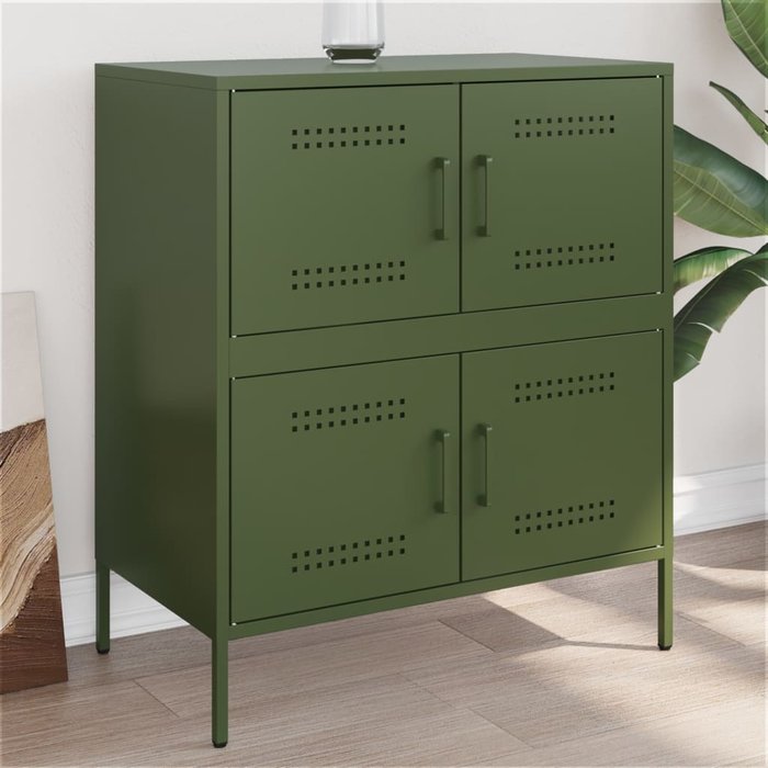 Aparador de acero verde oliva 68x39x79 cm vidaxl