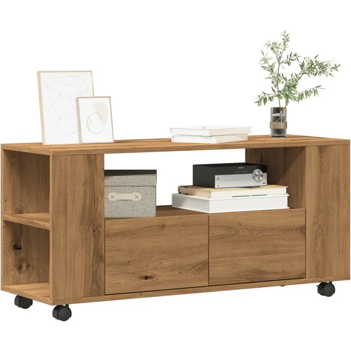 Mueble tv ruedas madera ingeniería roble artisan 102x34,5x43cm