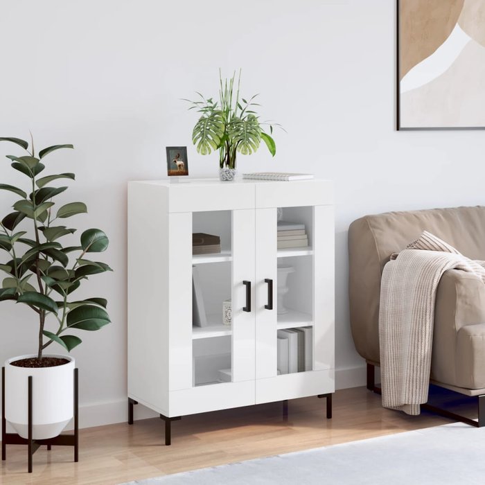 Aparador blanco brillo 69,5x34x90 cm madera contrachapada