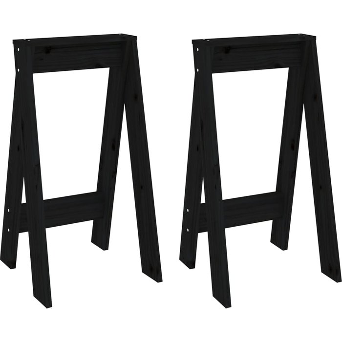 Taburetes 2 unidades madera maciza de pino negro 40x40x75 cm