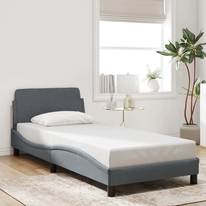 Estructura de cama dover terciopelo gris oscuro 90x200 cm