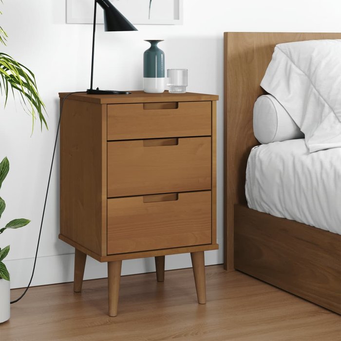 Molde mesita de noche madera maciza de pino marrón 40x35x65 cm