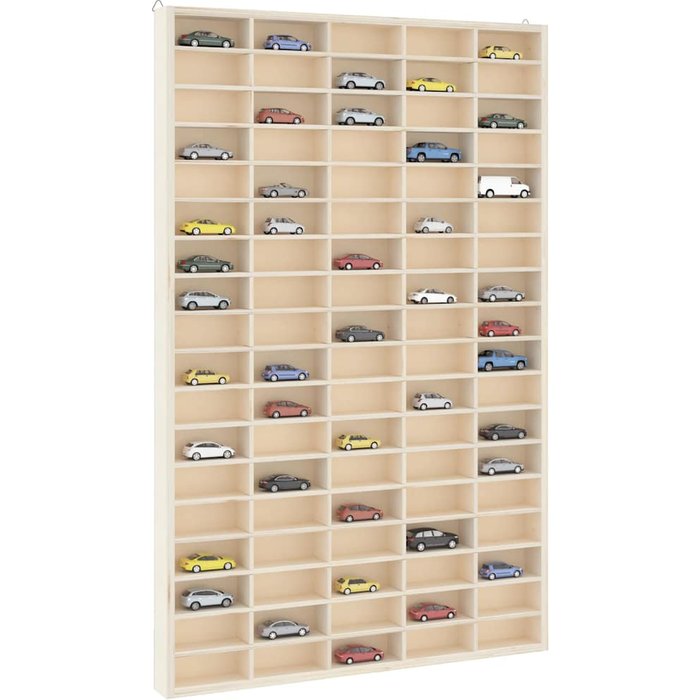 Vitrina de madera con 90 compartimentos, 50,5 x 4,5 x 79 cm