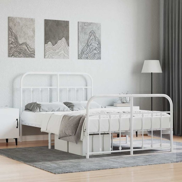 Estructura cama sin colchón con estribo metal blanco 120x190 cm vidaxl
