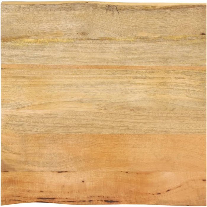 Tablero de mesa de 60x60x2,5 cm con borde natural, madera maciza de mango.
