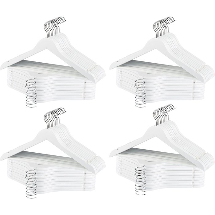 Max home pack 80 perchas de madera color blanco