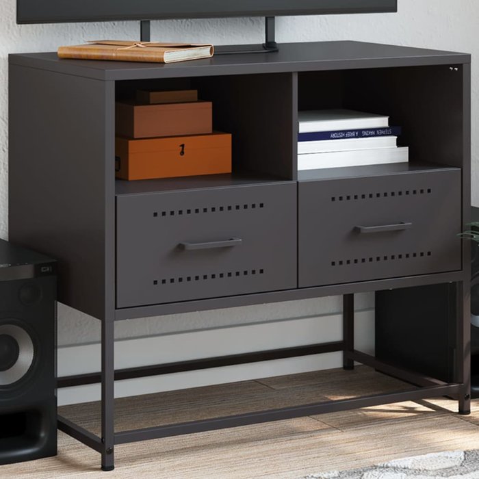 Mueble tv negro 68x39x60,5 cm acero