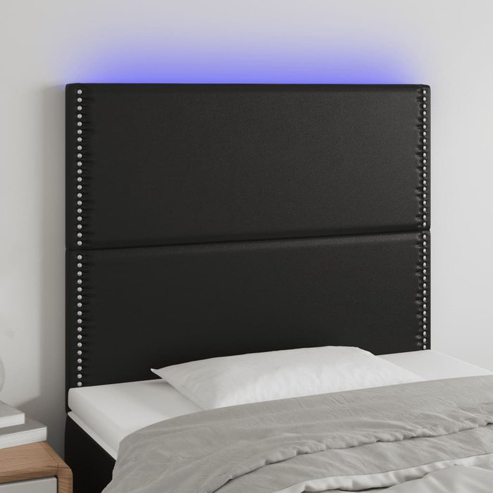 Maison exclusive - cabecero con luces led cuero sintético negro 100x5x118/128 cm